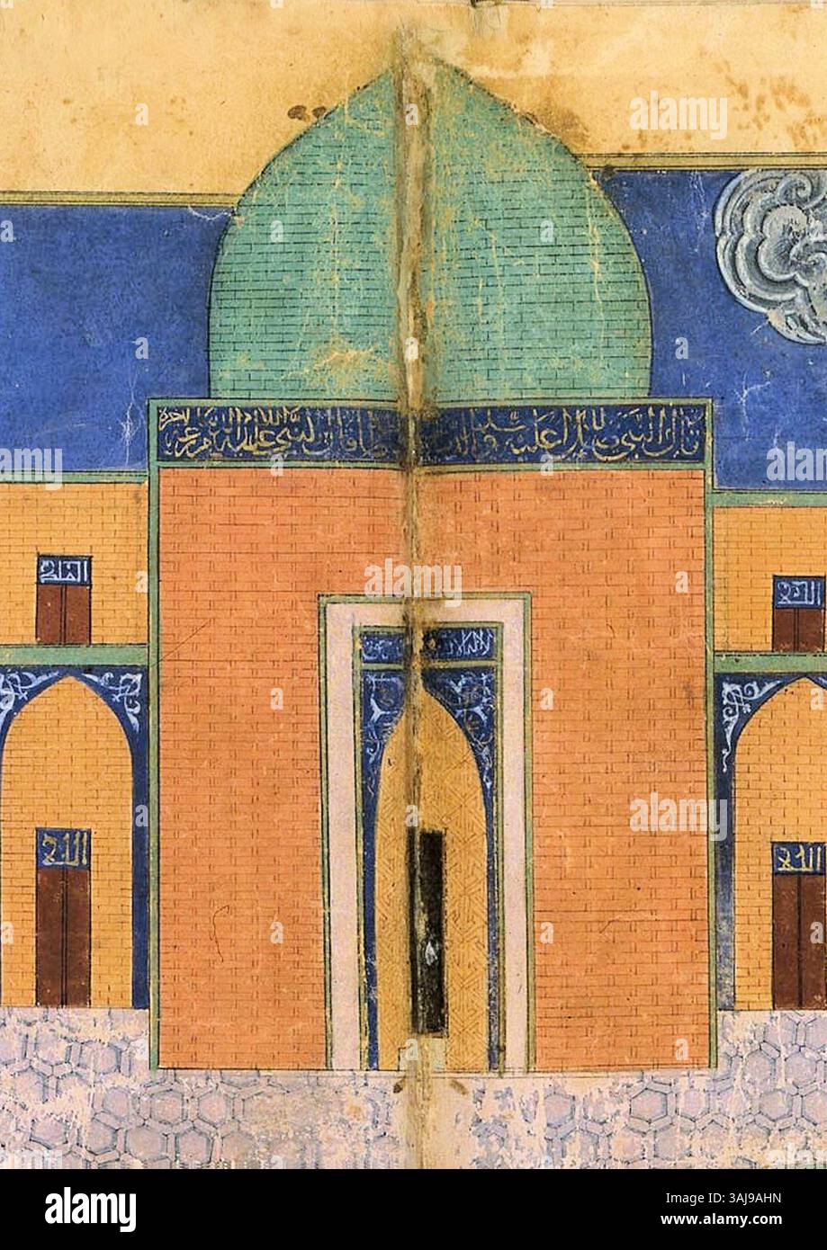 Questa immagine della Tomba di Ghazan a Tabriz, creata tra il 1420 e il 1430, raffigura il mausoleo di Ghazan Khan, un importante sovrano mongolo. La tomba riflette gli stili artistici e architettonici del periodo Ilkhanide in Persia, segnando un significativo punto di riferimento storico e culturale a Tabriz. Foto Stock