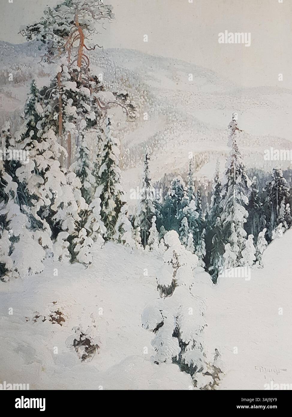 Il dipinto di Elias Erdtman raffigura un tramonto su una brughiera, catturando la luce atmosferica e i ricchi colori del paesaggio. Mette in evidenza la sua abilità nel ritrarre scene serali in natura. Foto Stock