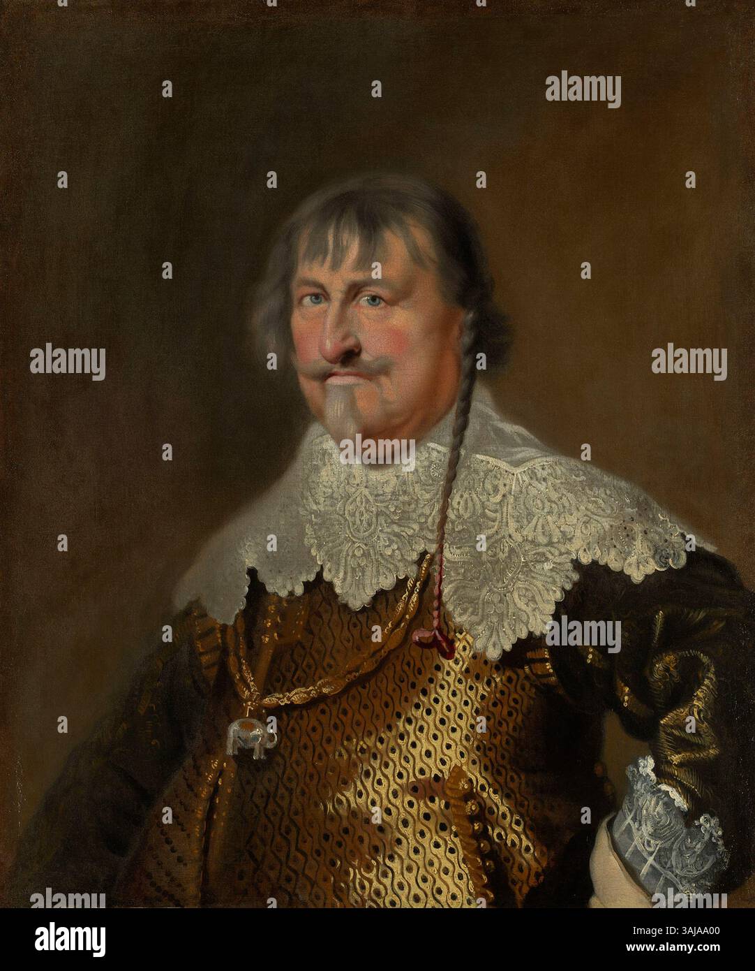 Questo ritratto, dopo Karel van Mander III, raffigura Cristiano IV di Danimarca in abito regale. Dipinto tra il 1642 e il 1680, mostra il re danese come un monarca fiducioso nelle sue vesti reali, riflettendo il suo potente regno. Foto Stock