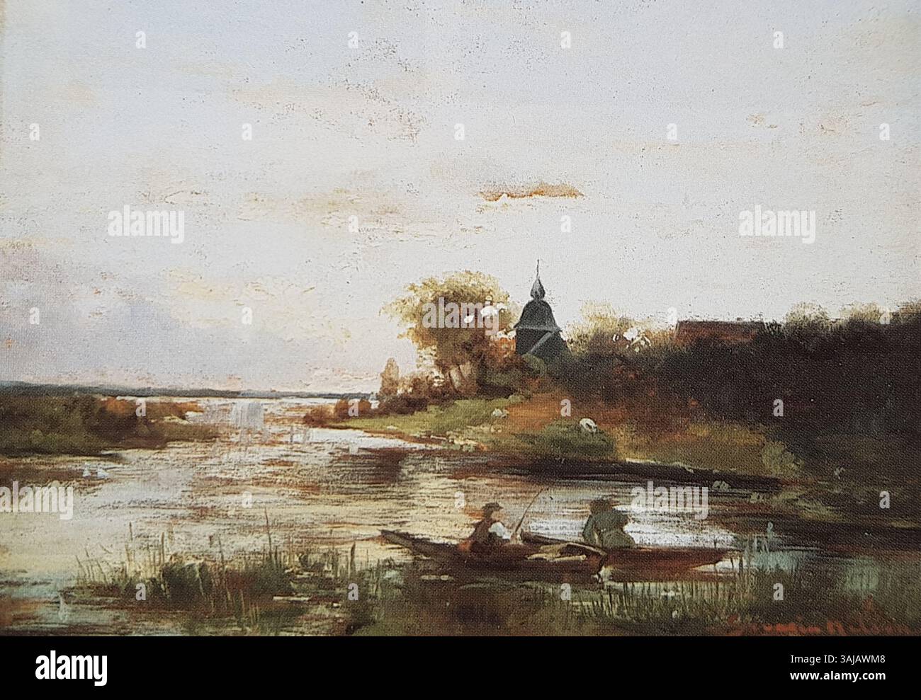 Un paesaggio crepuscolo dipinto da Severin Nilson, che cattura la luce sbiadita della sera in un ambiente rurale svedese. Foto Stock