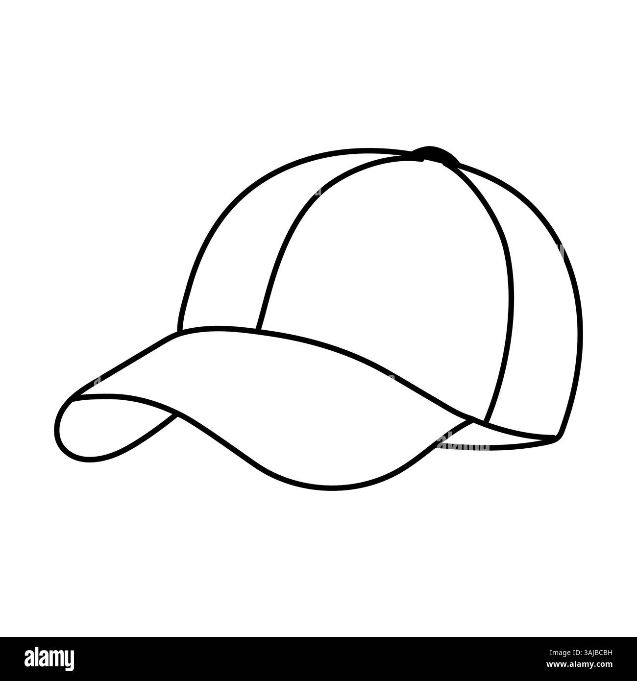Semplice disegno del profilo di un cappellino da baseball su sfondo bianco, ideale per vari design Illustrazione Vettoriale