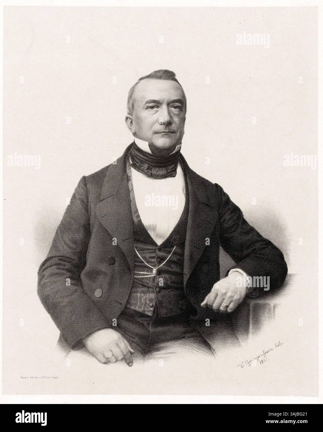 Questa litografia del 1861 di Friedrich Wilhelm Graupenstein mostra C.E. Sprinckhorn. È conservato nella Biblioteca statale e universitaria di Amburgo, collezione Carl von Ossietzky. Foto Stock