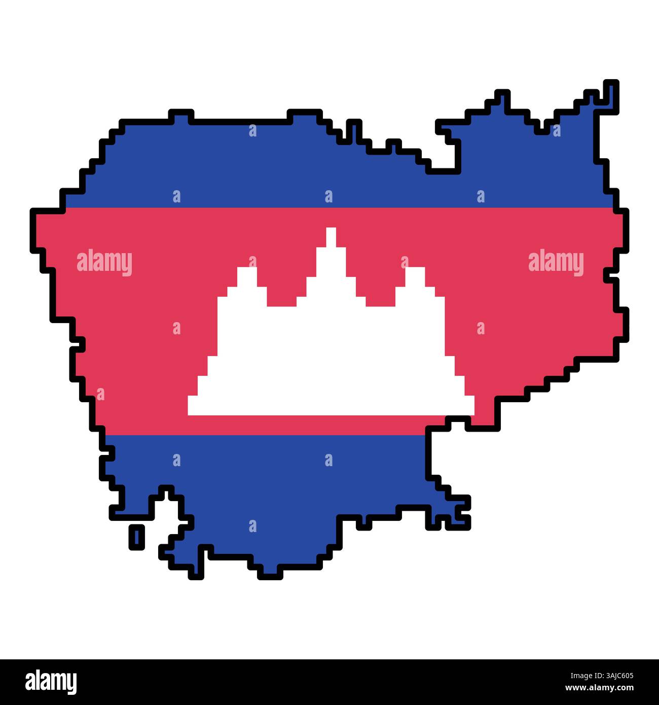 Icone pixellate della mappa del mondo in stile a 8 bit, con oltre 190 paesi. Perfetto per l'arte digitale, i progetti didattici e i progetti a tema. Illustrazione Vettoriale