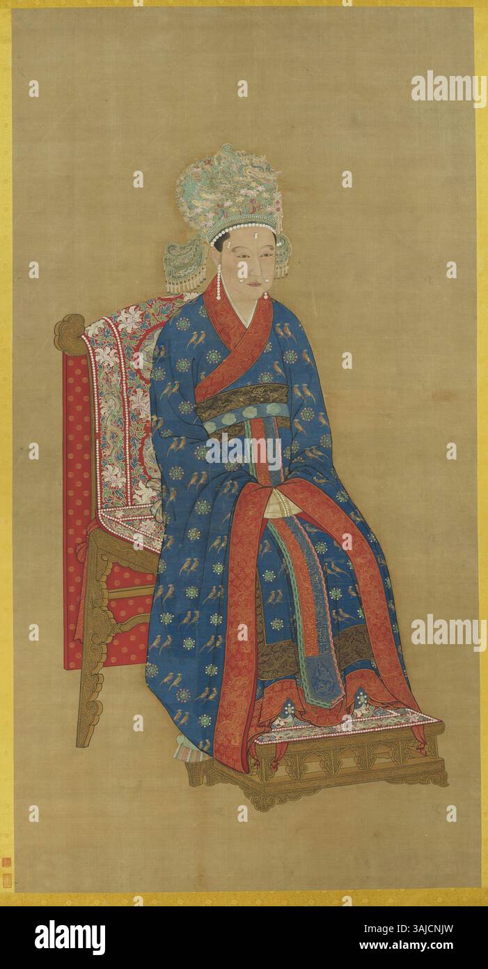 Un ritratto dell'imperatrice li Fengniang della dinastia Song del Sud, creato usando inchiostro e colori sulla seta, risalente al XII al XIII secolo, ospitato nel Museo del Palazzo Nazionale. Foto Stock