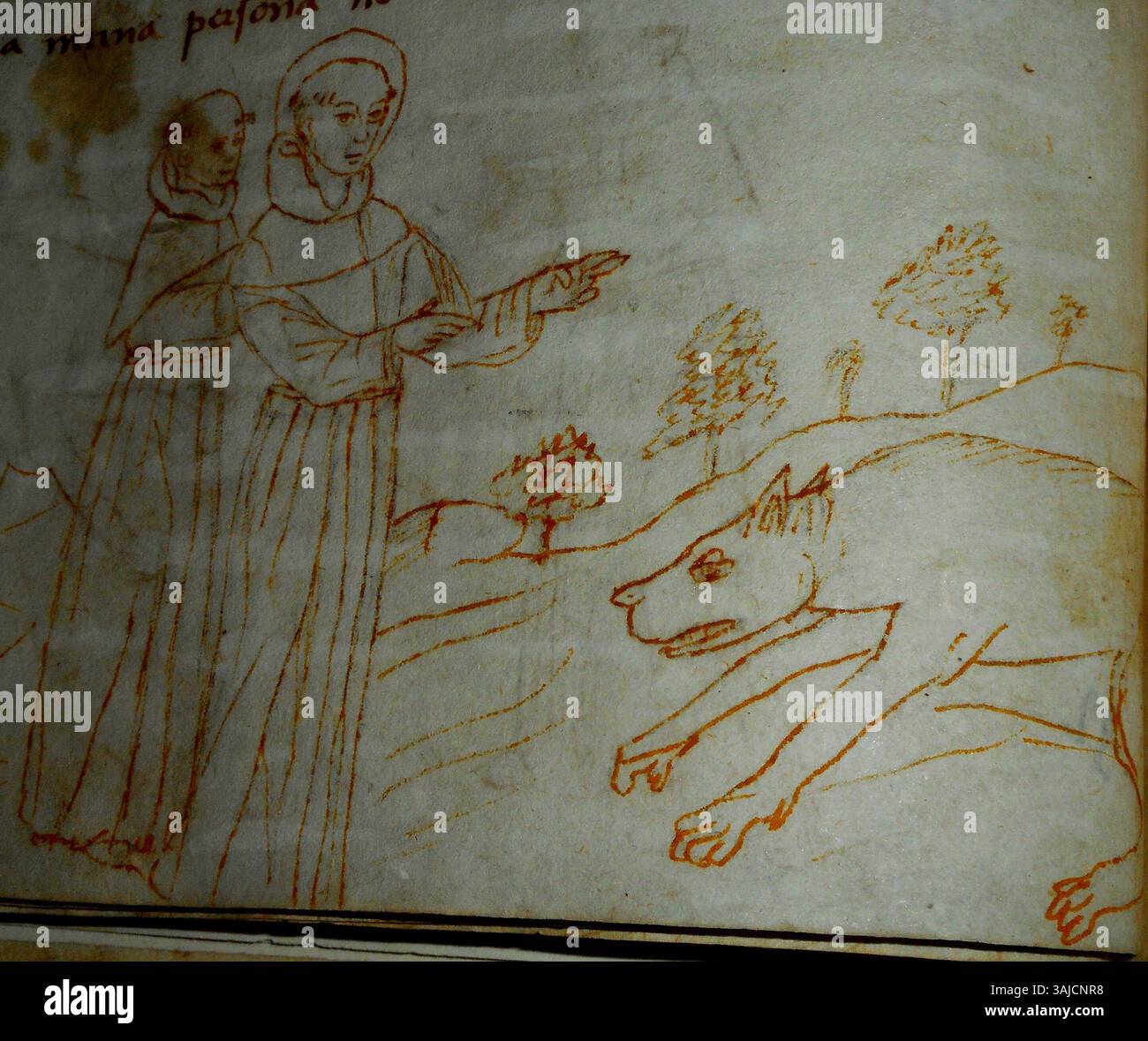 Il manoscritto *Fioretti di San Francesco*, risalente al XV secolo, racconta la vita e gli insegnamenti di San Francesco d'Assisi. Questo manoscritto cartaceo è conservato presso la Biblioteca Nazionale di Napoli. Foto Stock