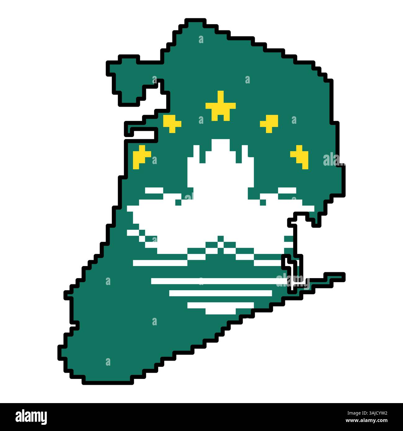 Icone pixellate della mappa del mondo in stile a 8 bit, con oltre 190 paesi. Perfetto per l'arte digitale, i progetti didattici e i progetti a tema. Illustrazione Vettoriale