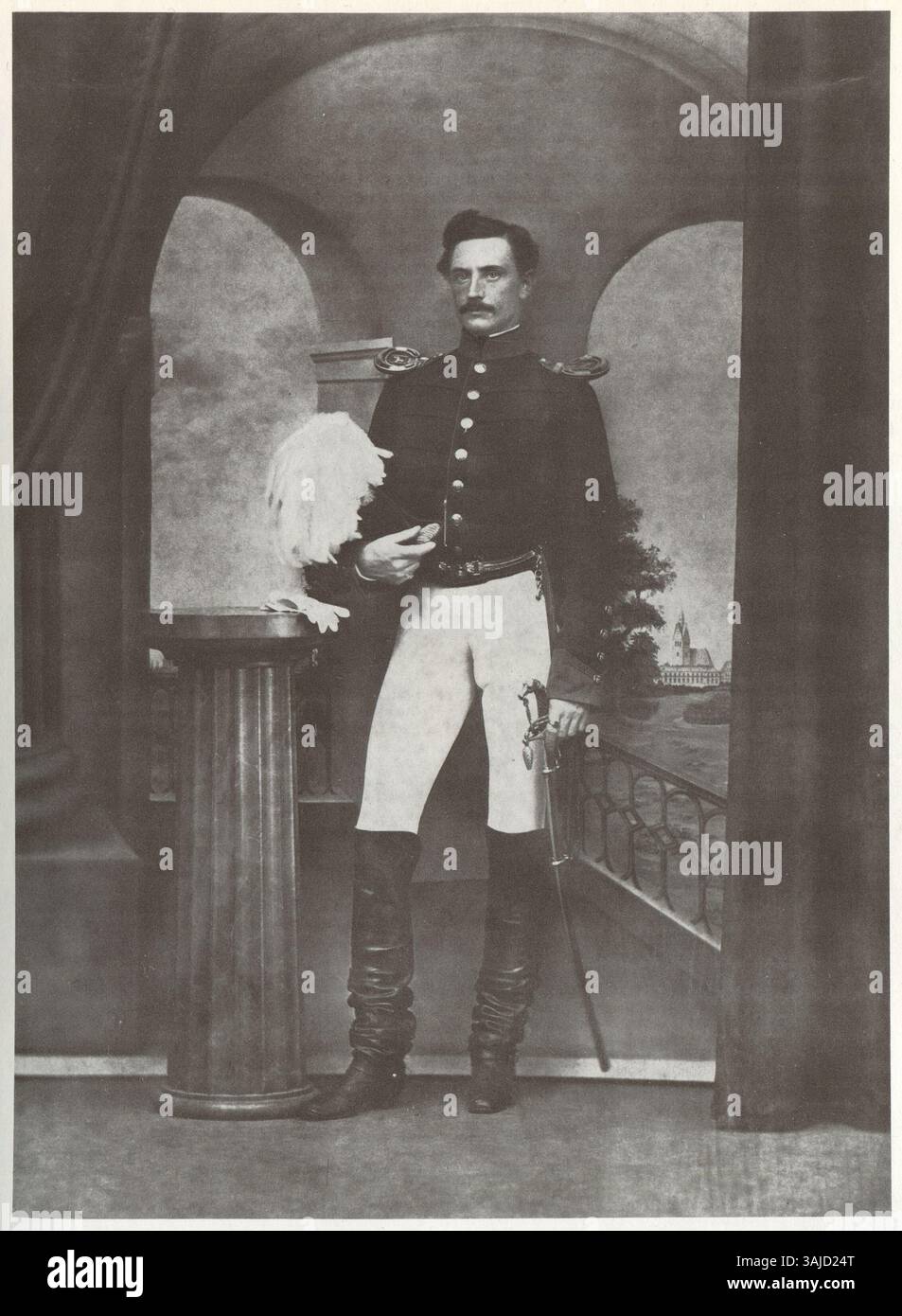 ATA-Malik Juvayni, uno storico persiano del XIII secolo, è raffigurato in questa immagine contrastata. Le sue opere raccontano l'Impero mongolo e l'Ilkhanato. Foto Stock