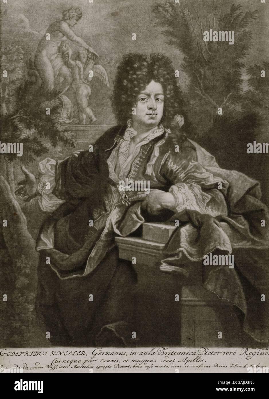 Ritratto di Gottfried Kneller di Pieter Schenk e David van der Plas, ospitato nella Biblioteca statale e universitaria di Amburgo. Foto Stock