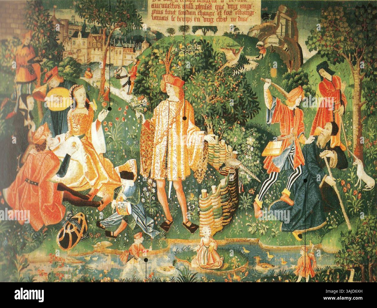 Allegoria francese del tempo, all'inizio del XVI secolo, sotto forma di arazzo, conservata al Cleveland Museum of Art Foto Stock