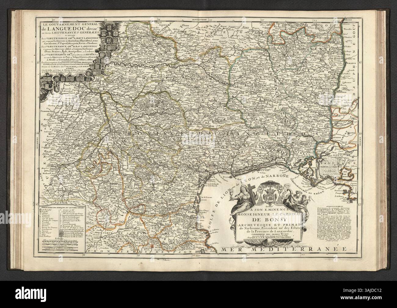 Questa mappa del 1693 di Jean-Baptiste Nolin mette in evidenza i regni d'Europa e le regioni della Francia, mostrando i dettagli e l'esperienza della cartografia francese del XVII secolo. Foto Stock