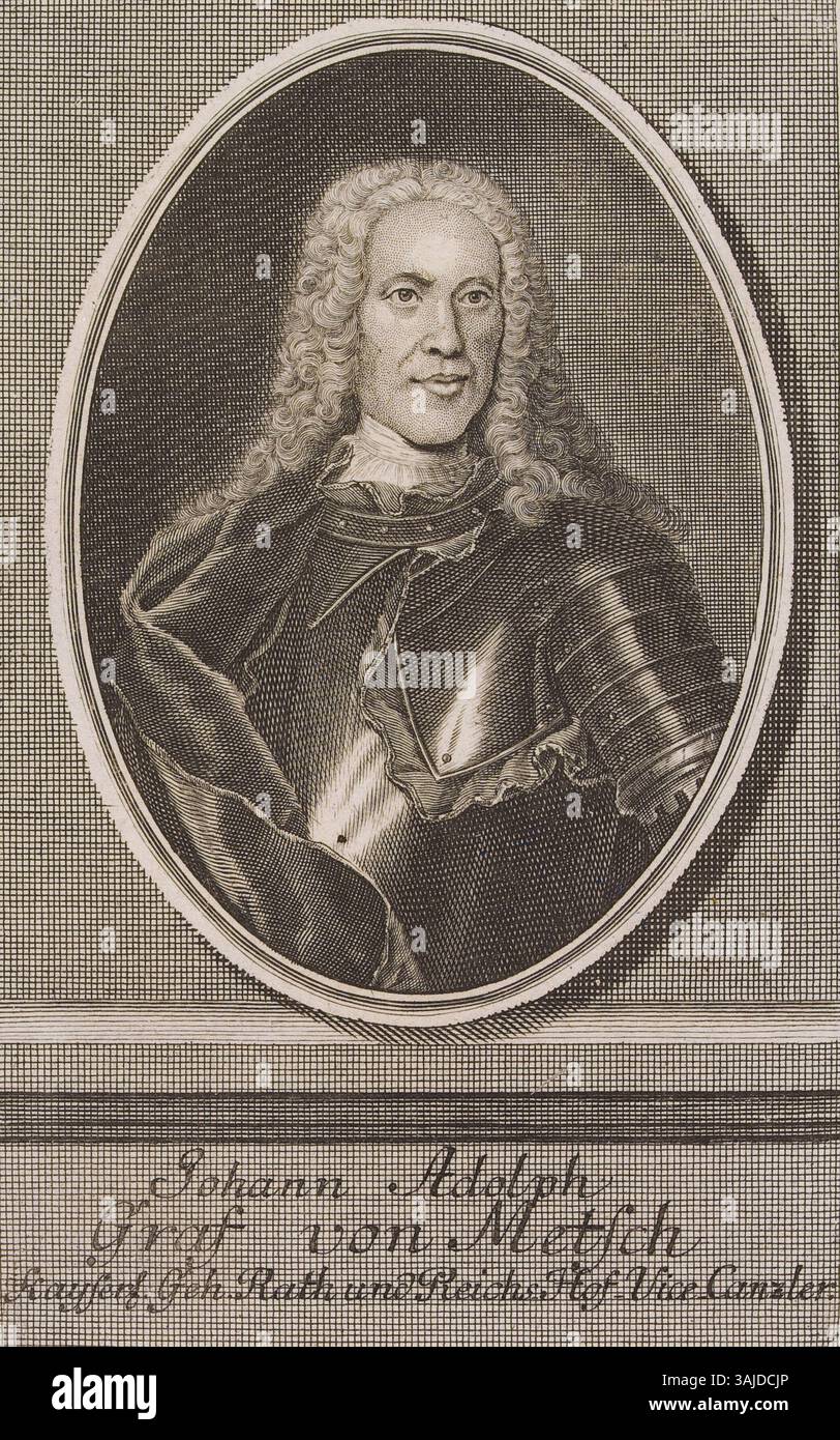 Ritratto di Johann Adolph Graf von Metsch, ospitato nella Biblioteca statale e universitaria di Amburgo Carl von Ossietzky. Foto Stock