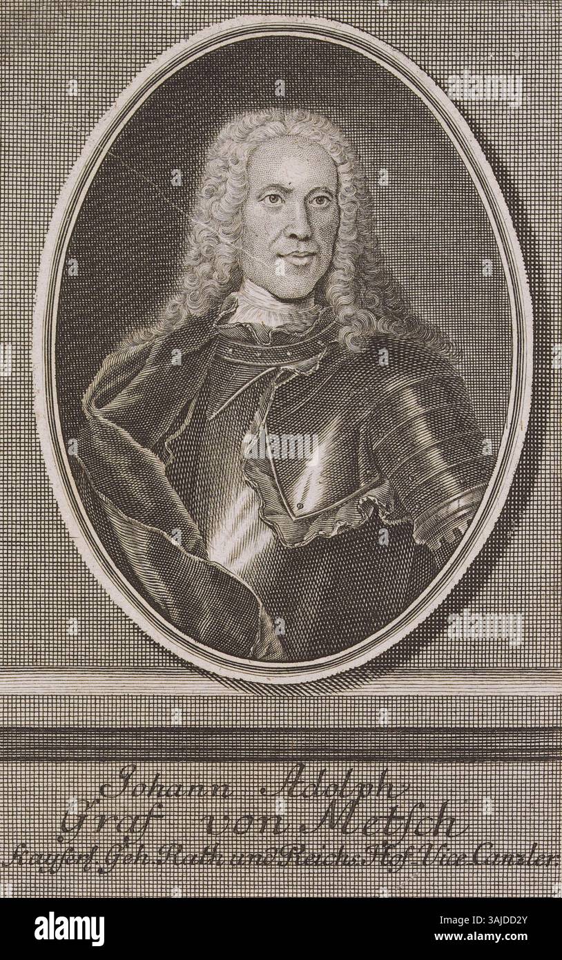 Ritratto di Johann Adolph Graf von Metsch, conservato presso la Biblioteca statale e universitaria di Amburgo Carl von Ossietzky. Foto Stock