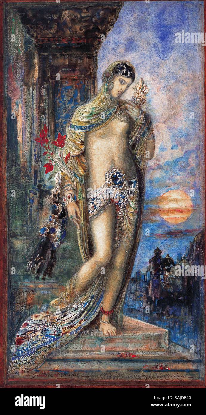 Dipinto ad acquerello di Gustave Moreau del 1893 intitolato "Song of Songs (Cantique des Cantiques)", una rappresentazione religiosa basata sul testo biblico, ospitato nel Museo d'arte di Ohara Foto Stock