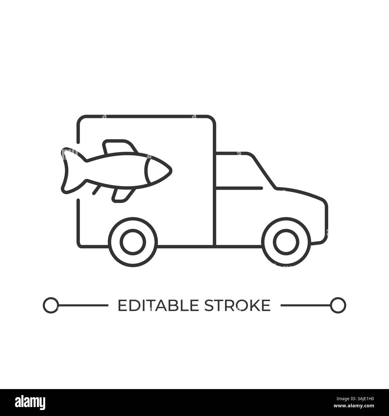 Icona della linea di consegna del pesce fresco Illustrazione Vettoriale