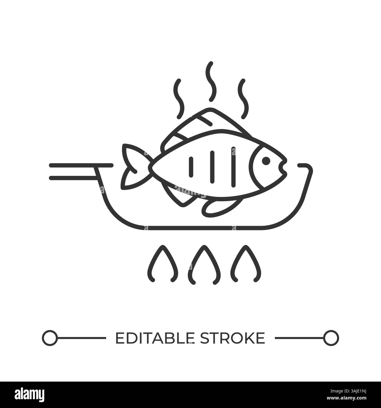 Icona della linea di pesce arrosto Illustrazione Vettoriale