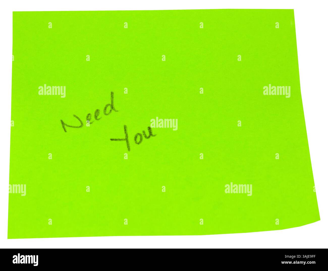 Scritto a mano ha bisogno di te in un libro verde Foto Stock