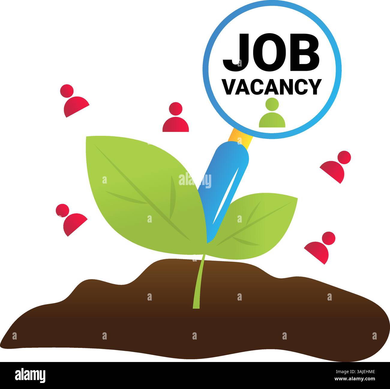 Illustrazione piatta vettoriale di ricerca lavoro, isolata su sfondo bianco Illustrazione Vettoriale