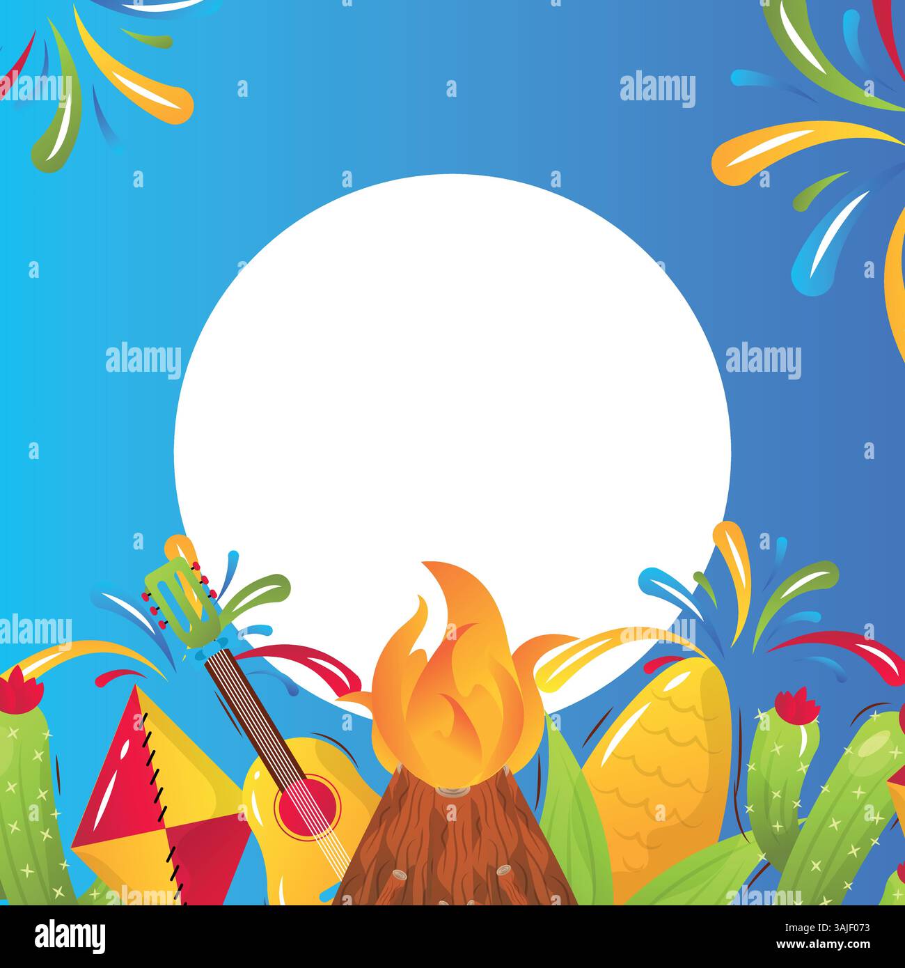 Cornice vettoriale Festa Junina con spazio di copia rotondo Illustrazione Vettoriale