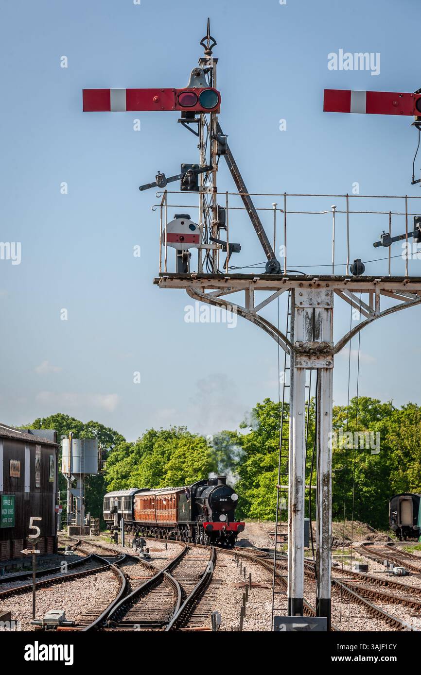 BR 'Q' classe 0-6-0 No. 30541 si avvicina a Horsted Keynes sulla Bluebell Railway, East Sussex, Inghilterra, Regno Unito Foto Stock