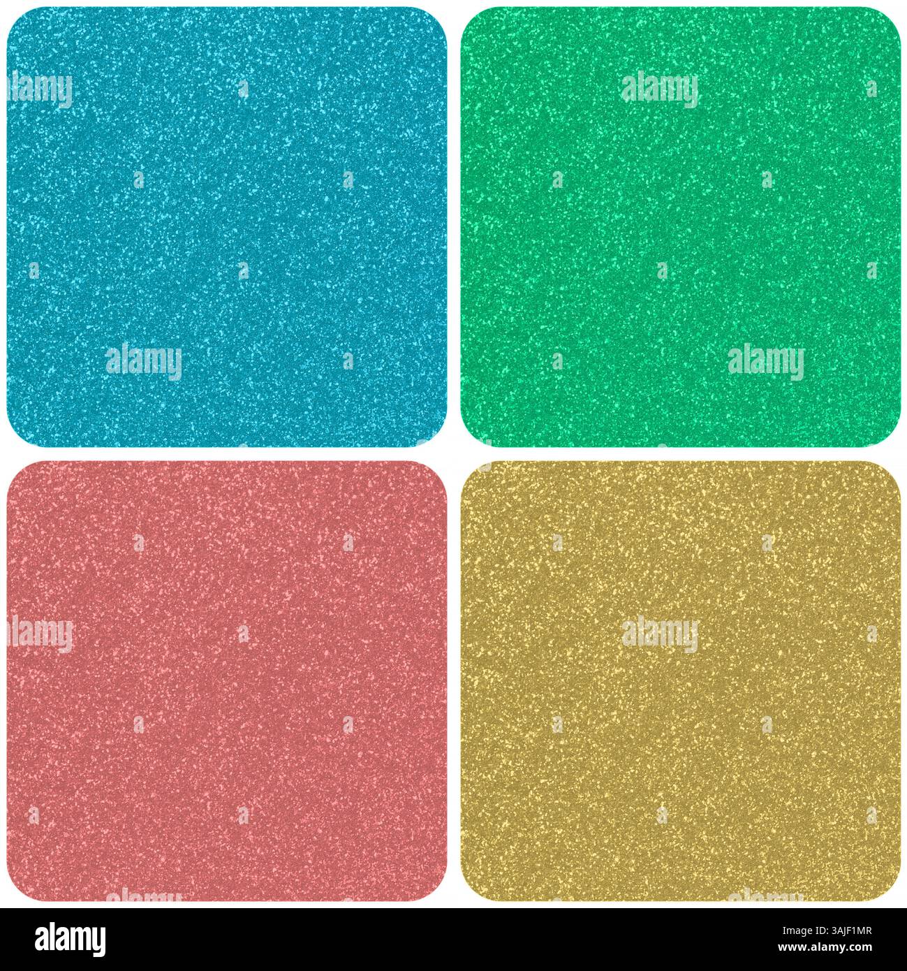 motivo astratto senza cuciture: quattro piastrelle quadrate arrotondate multicolore su sfondo bianco Foto Stock