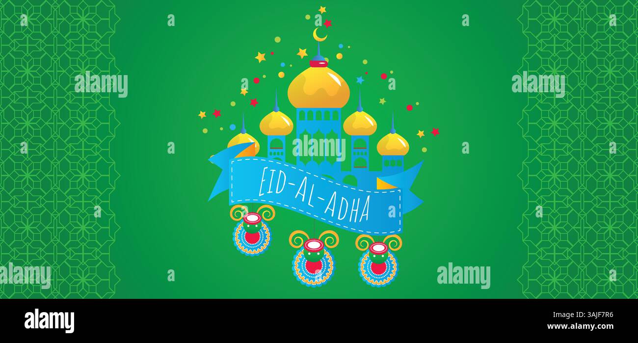 EID al Adha festa musulmana, background vettoriale Illustrazione Vettoriale