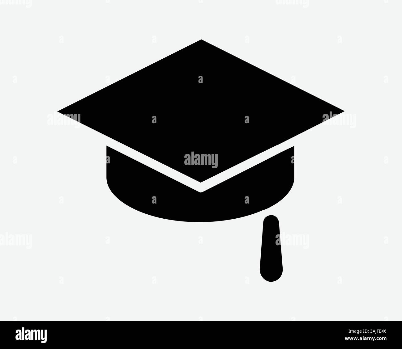 Cappello per cerimonia di laurea in college Outline Flat Black Shape Icon vestito per laureati Head Wear laurea laurea laurea in carriera maggiore simbolo VE Illustrazione Vettoriale