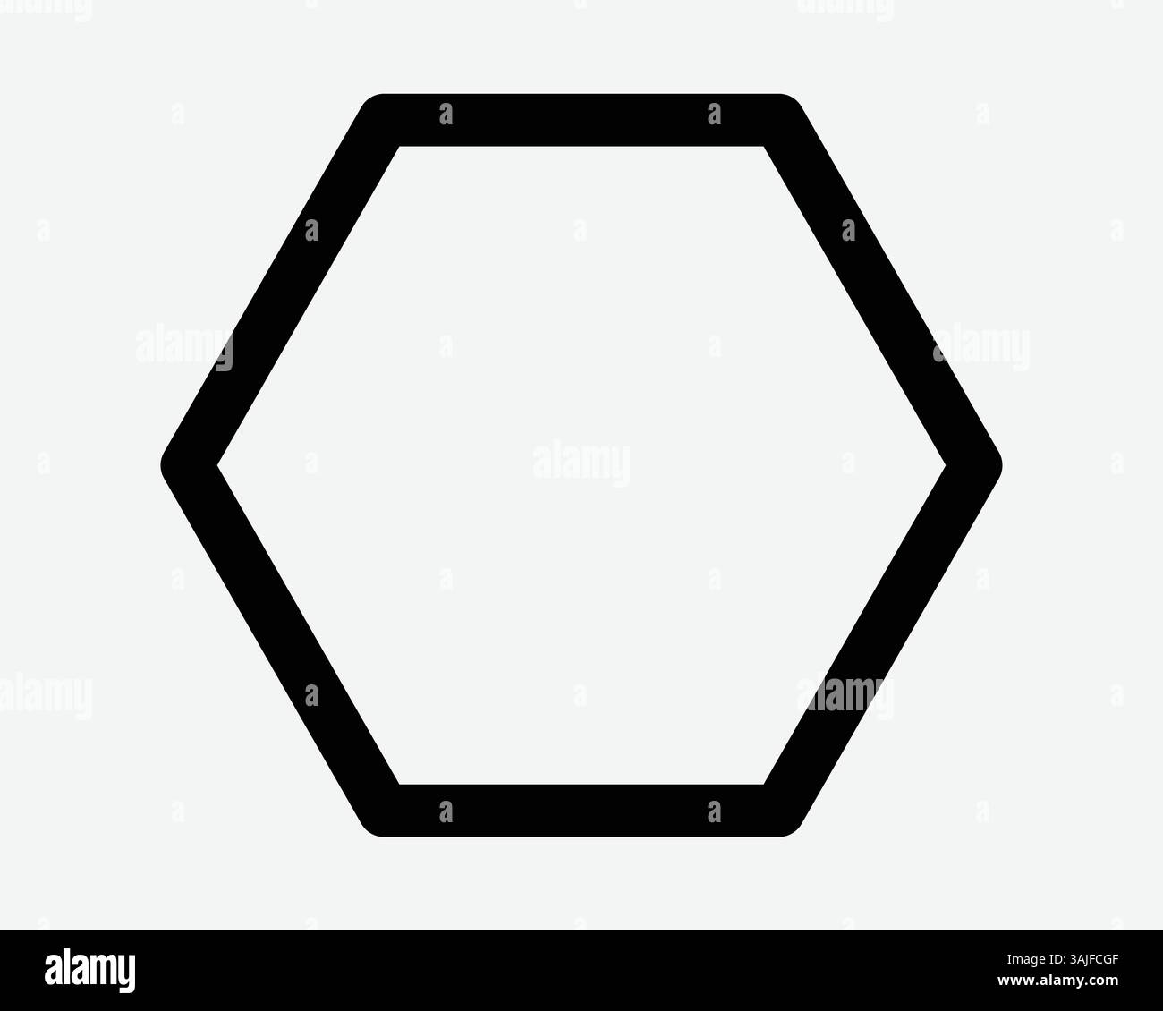 Icona contorno forma esagonale geometria geometrica bordo esagonale vettore grafico poligonale sei lati segno cornice 6 angoli simbolo illustrazione vuota Illustrazione Vettoriale