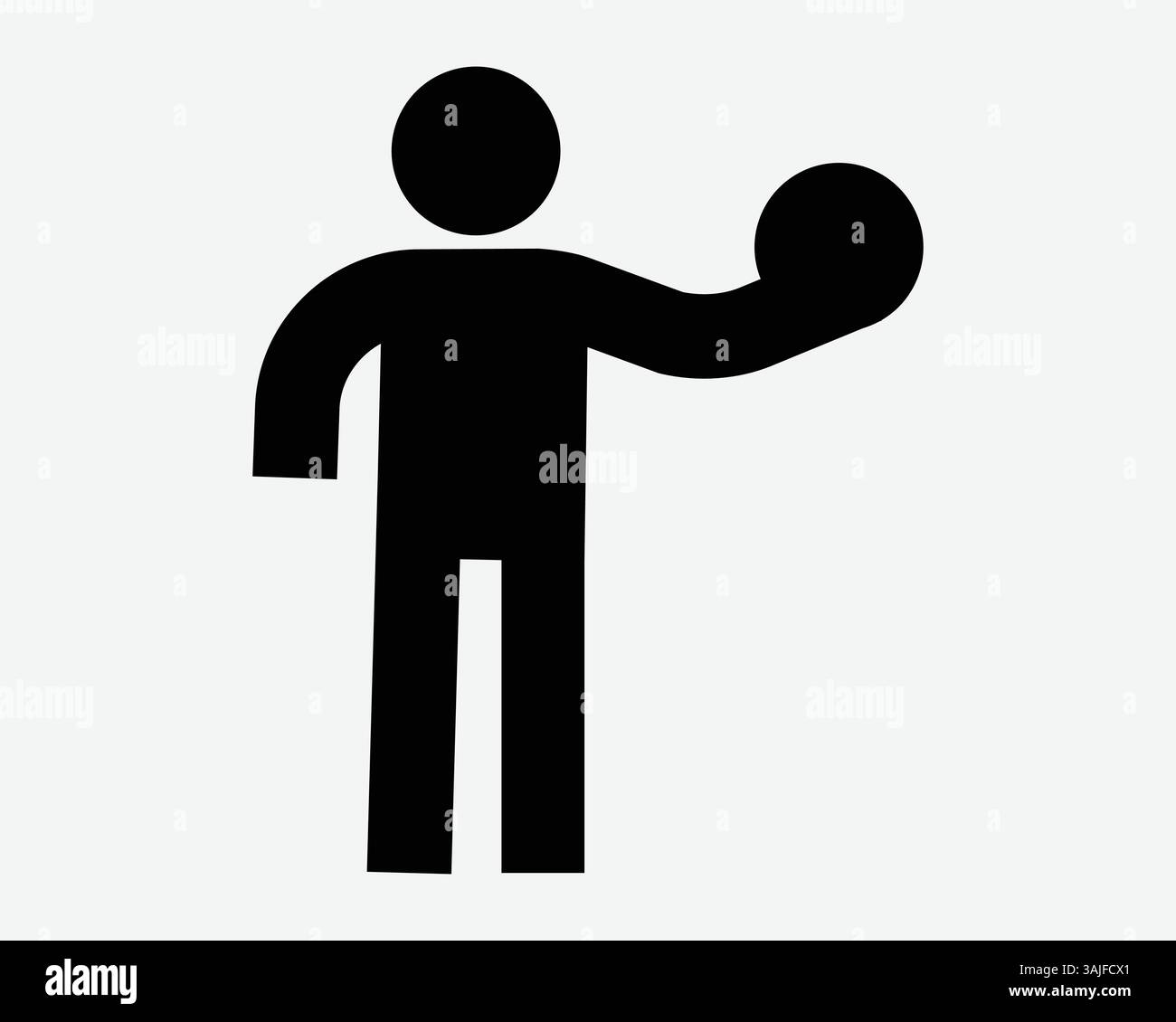 Persona che tiene icona centro commerciale pallamano atleta uomo sportivo arbitro profilo profilo ufficiale di forma umana figura stecca personaggio bastone pallacanestro lancio pallavolo supporto V Illustrazione Vettoriale