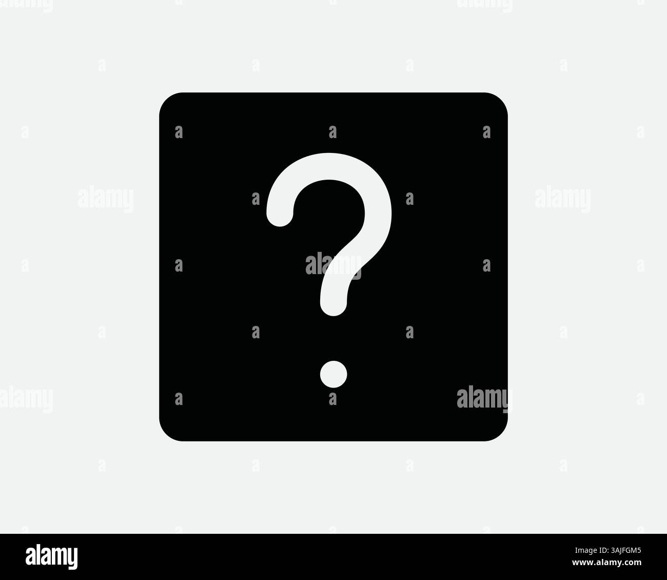 Icona quadrato della Guida punto interrogativo domande frequenti su Solid Black Box Centro di assistenza clienti Front Information Desk illustrazione grafica vettore Illustrazione Vettoriale