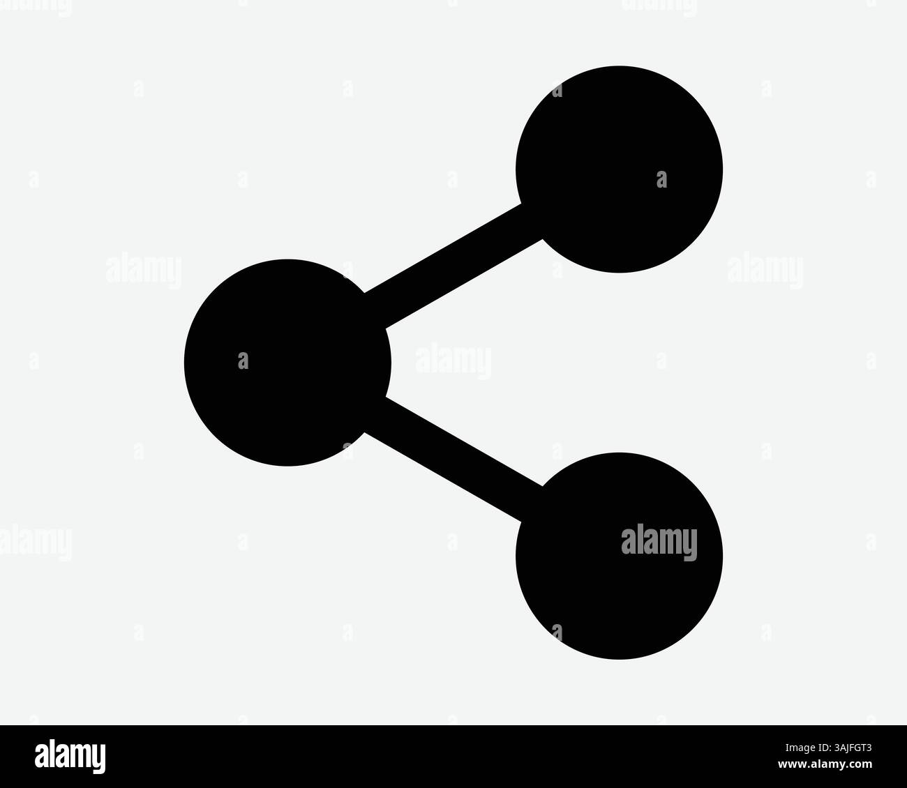 Icona Condividi nero simbolo simbolo percorso di condivisione rete rete struttura binaria a due pulsanti connessione percorso linea contorno forma vettore grafico Illustrazione Vettoriale