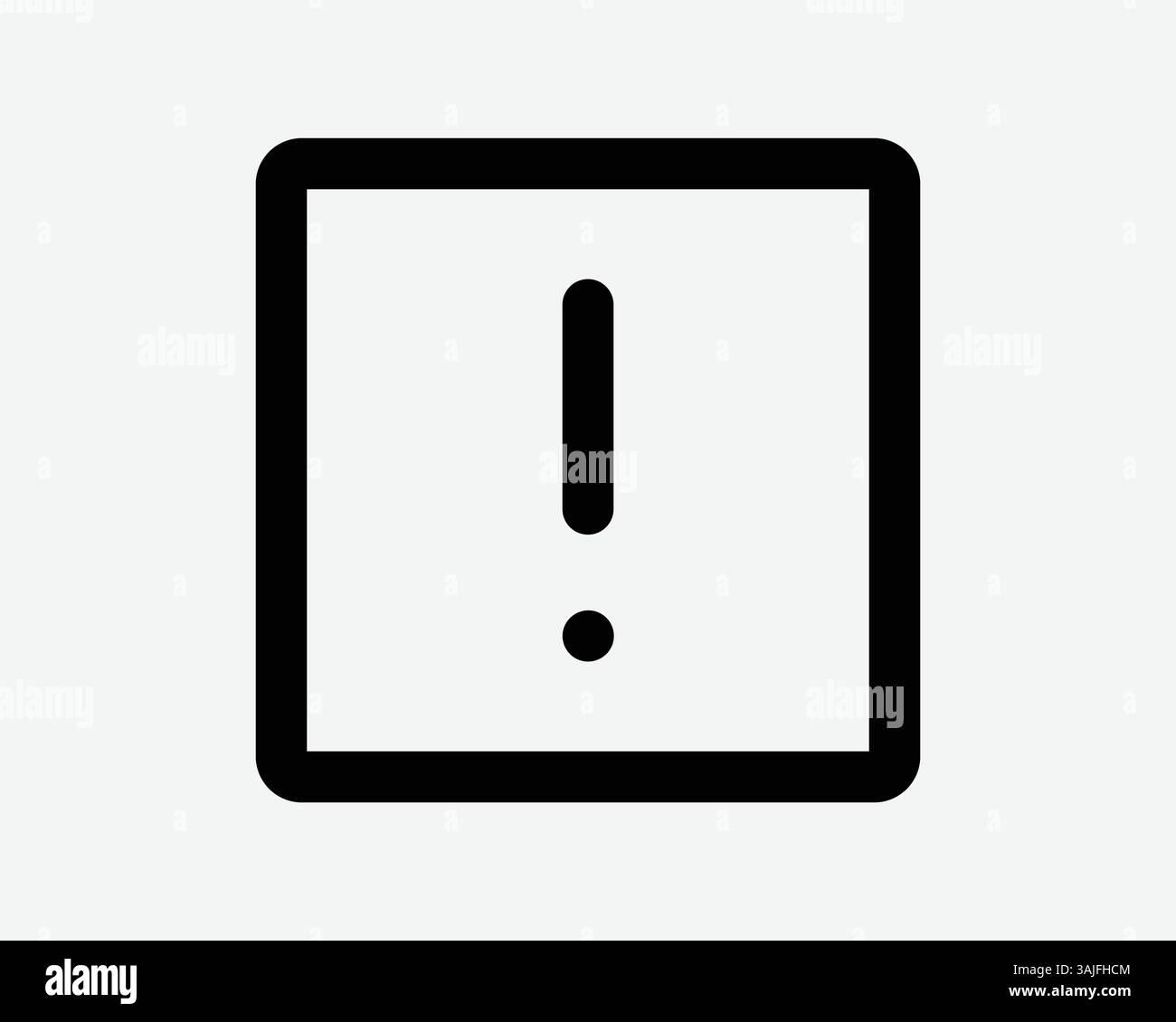 Avvertenza icona della linea quadrata avvertenza segno esclamativo casella contorno contrassegno avviso attenzione pulsante pericolo errore arresto rischio problema problema allarme Vect Illustrazione Vettoriale