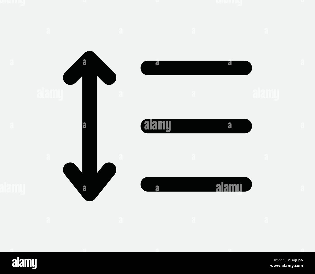 Icona Spaziatura linee di testo formato paragrafo documento Arrow Allinea gioco su giù Scala Layout sagoma simbolo vettoriale Modifica grafica Editor Word Illustrazione Vettoriale