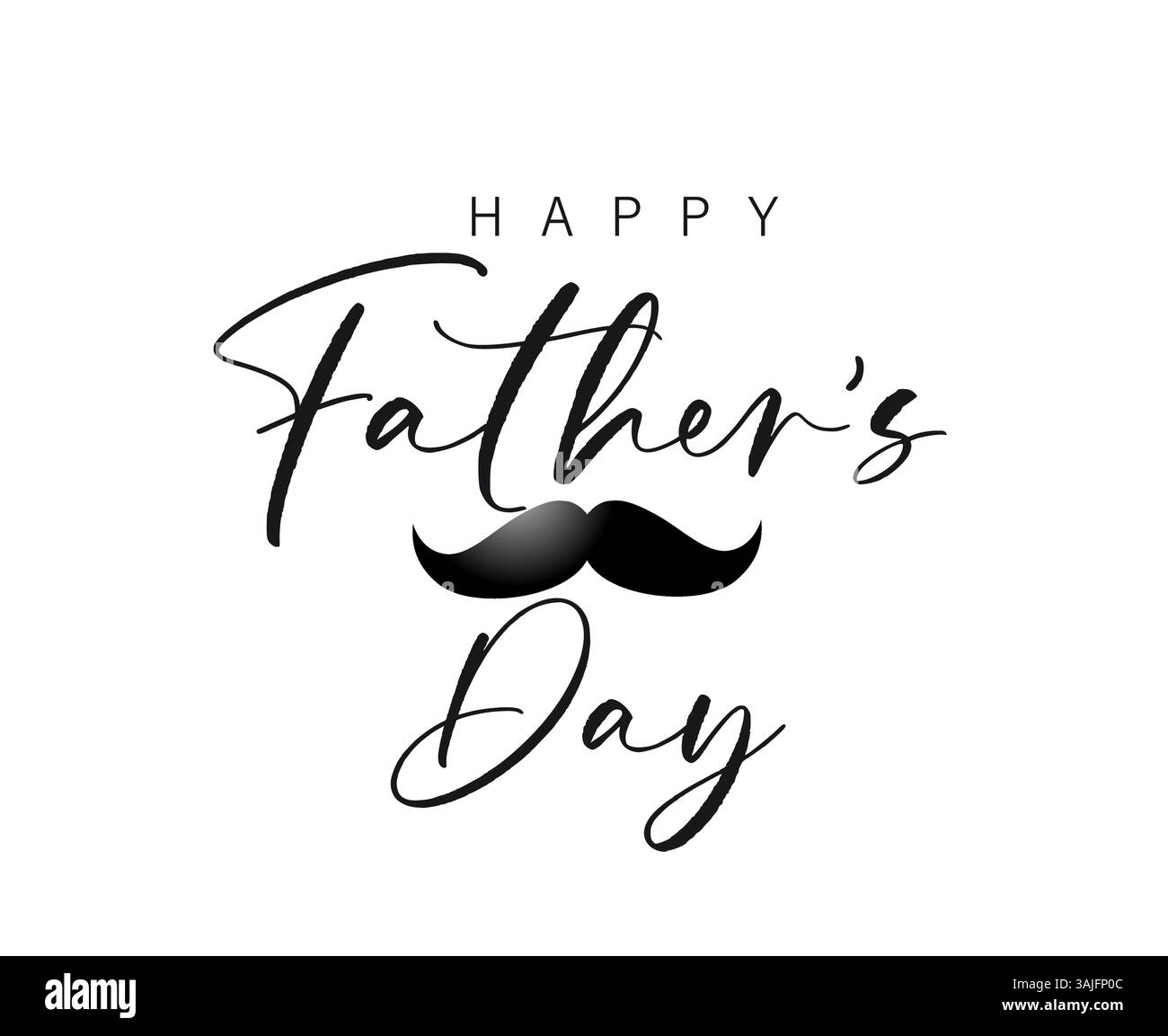 Buona festa del papà 2025 design creativo del logo. Al miglior papà di sempre: Biglietto di auguri calligrafico con baffi e testo. Illustrazione vettoriale Illustrazione Vettoriale