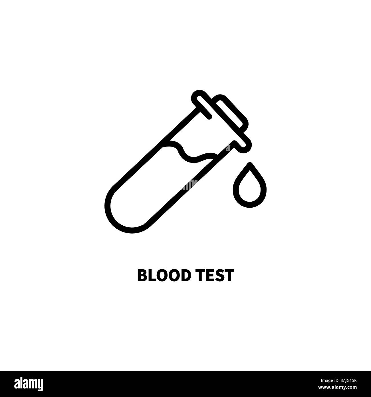 Icona della linea di campionamento del sangue. insegna di stile lineare per il concept mobile e il web design. Icona del vettore del contorno della provetta per l'analisi del sangue. Simbolo test di laboratorio, logo illu Illustrazione Vettoriale