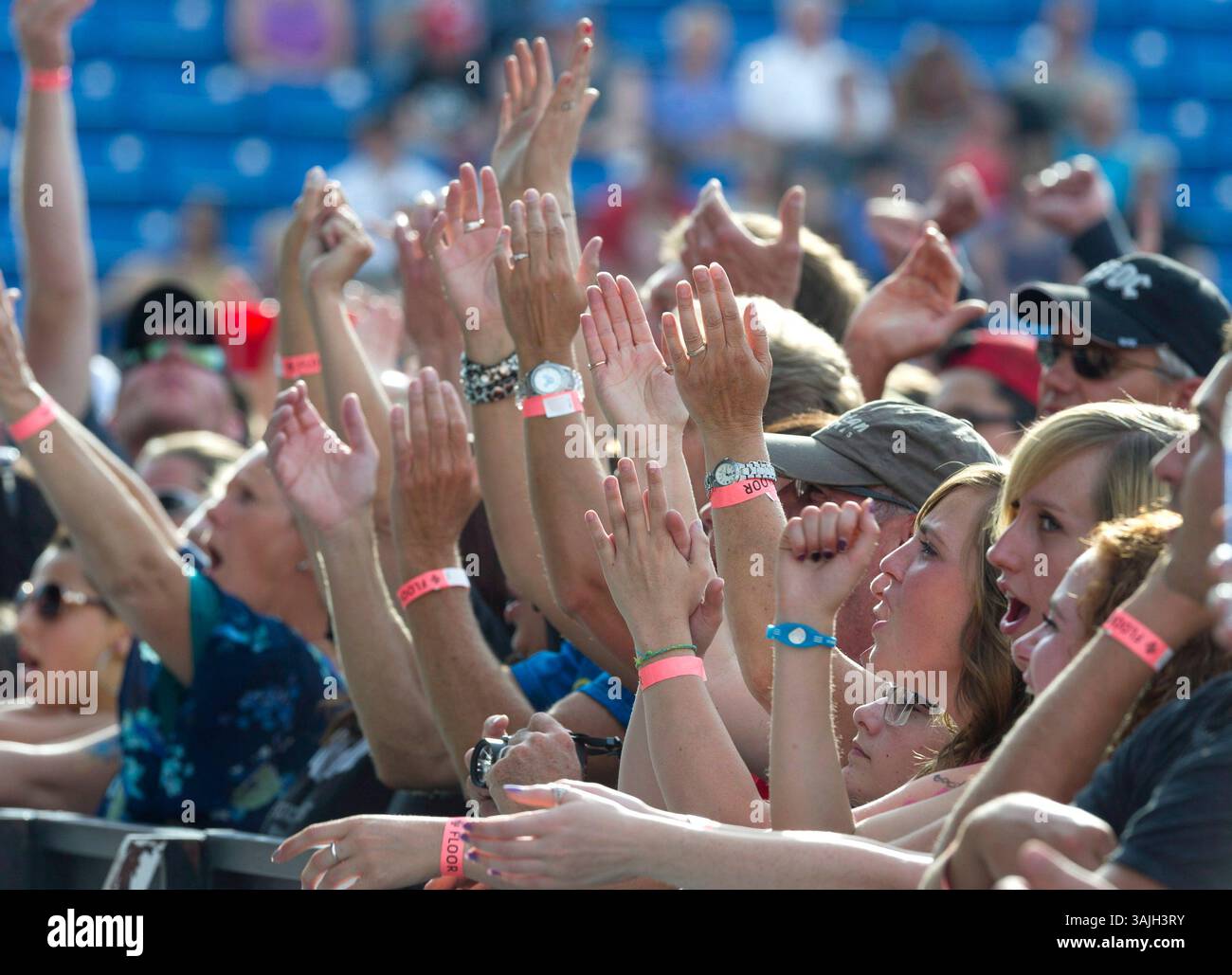 15 agosto 2013 - Calgary, Alberta, Canada - la folla reagisce agli artisti durante il concerto Alberta Flood Aid di Calgary. (Immagine di credito: © Larry MacDougal via ZUMA Wire) Foto Stock