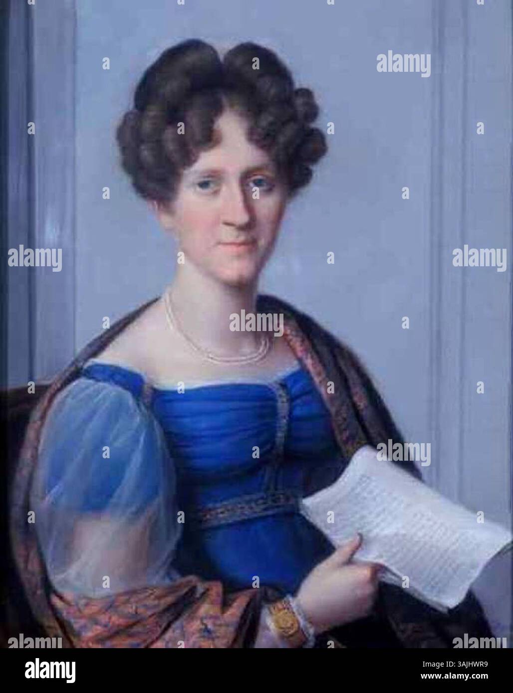 Ritratto pastello della principessa Ida di Sassonia-Meiningen (1794–1852), moglie del principe Bernardo di Sassonia-Weimar-Eisenach, di Johann Philipp Bach. L'opera d'arte è ospitata nel castello di Friedenstein e riflette lo stile ritratto del XIX secolo. Foto Stock