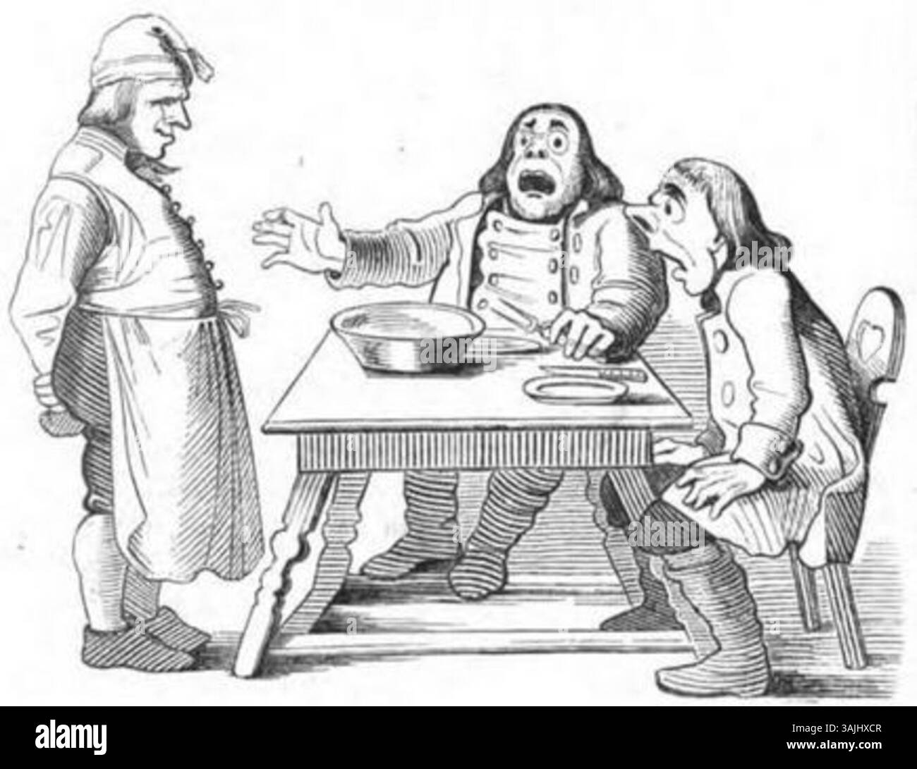 Questa illustrazione di *Fliegende Blätter* (volume 1, numero 23, pagina 182) pubblicata nel 1845 critica umoristicamente le dinamiche politiche e sociali della Germania del XIX secolo. Mette in mostra l'approccio satirico agli eventi contemporanei. Foto Stock