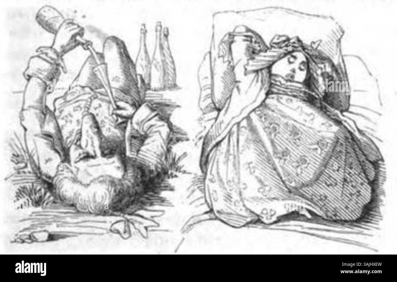 Questa illustrazione di *Fliegende Blätter* (volume 1, numero 23, pagina 177) pubblicata nel 1845 presenta un altro pezzo satirico, incentrato sulla società tedesca e la politica dell'epoca. L'immagine evidenzia il tono umoristico tipico della cultura visiva della pubblicazione. Foto Stock