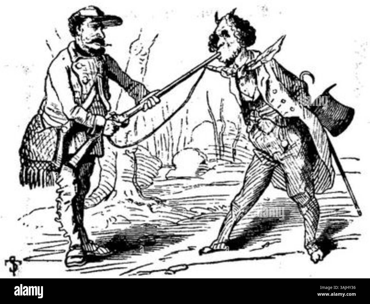 Questa illustrazione del 1846 di *Fliegende Blätter* satira degli eventi sociali e politici del tempo, offrendo un commento umoristico sulle questioni della Germania del XIX secolo. Foto Stock