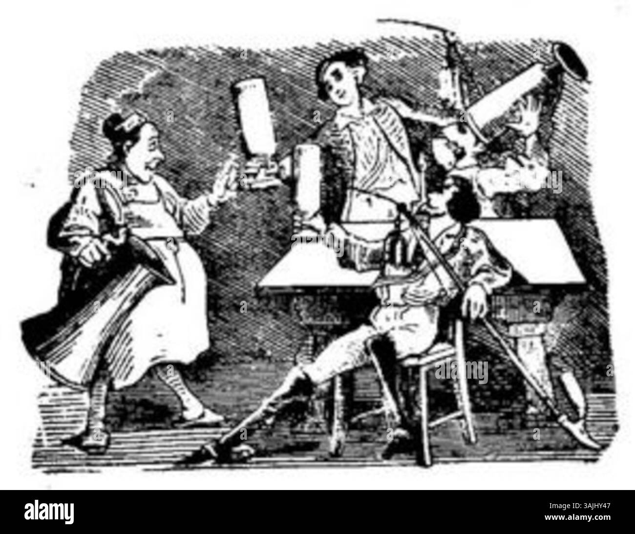 Questa illustrazione di *Fliegende Blätter* (1846) critica umoristicamente le questioni politiche e sociali della Germania del XIX secolo, usando satira visiva e caricatura per offrire un commento sociale sugli eventi contemporanei. Foto Stock