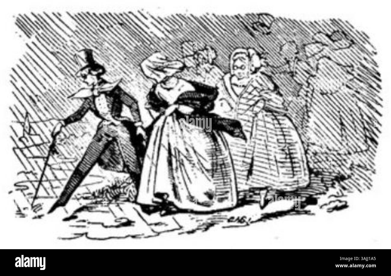 Un'altra illustrazione satirica di Carl Hermann Schmolze da *Fliegende Blätter* nel 1846, esplorando le dinamiche sociali e politiche della Germania del XIX secolo attraverso una caricatura esagerata. Foto Stock