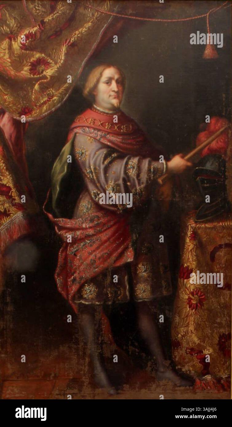 Ritratto di Gian Galeazzo Visconti, importante figura del XIV secolo, raffigurato in stile italiano. Foto Stock