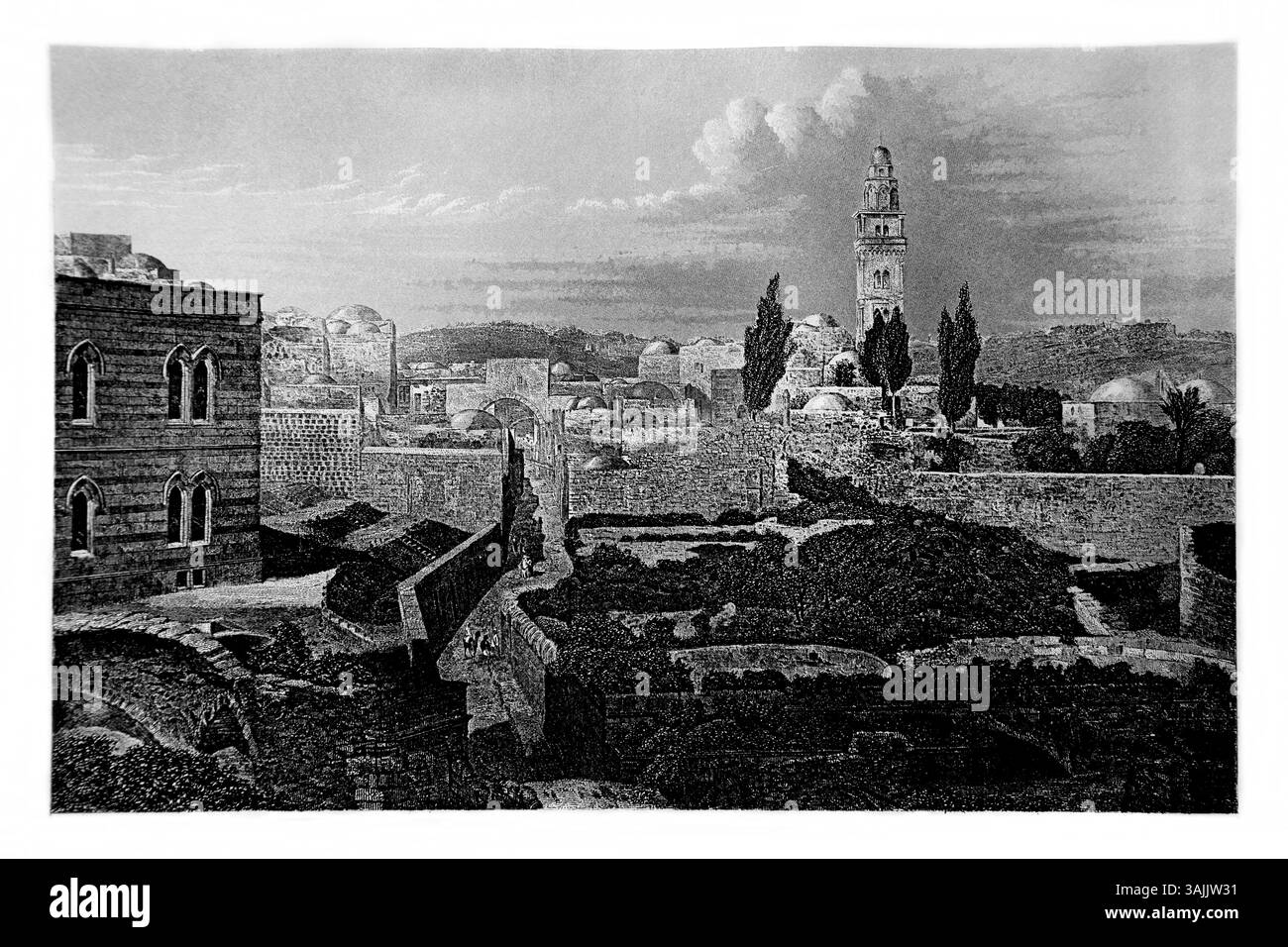 Via dolorosa - la via dolorosa nella città vecchia di Gerusalemme, che si crede sia il percorso intrapreso da Gesù Cristo sulla strada per la sua Crocifissione fotografata da J. CRA Foto Stock