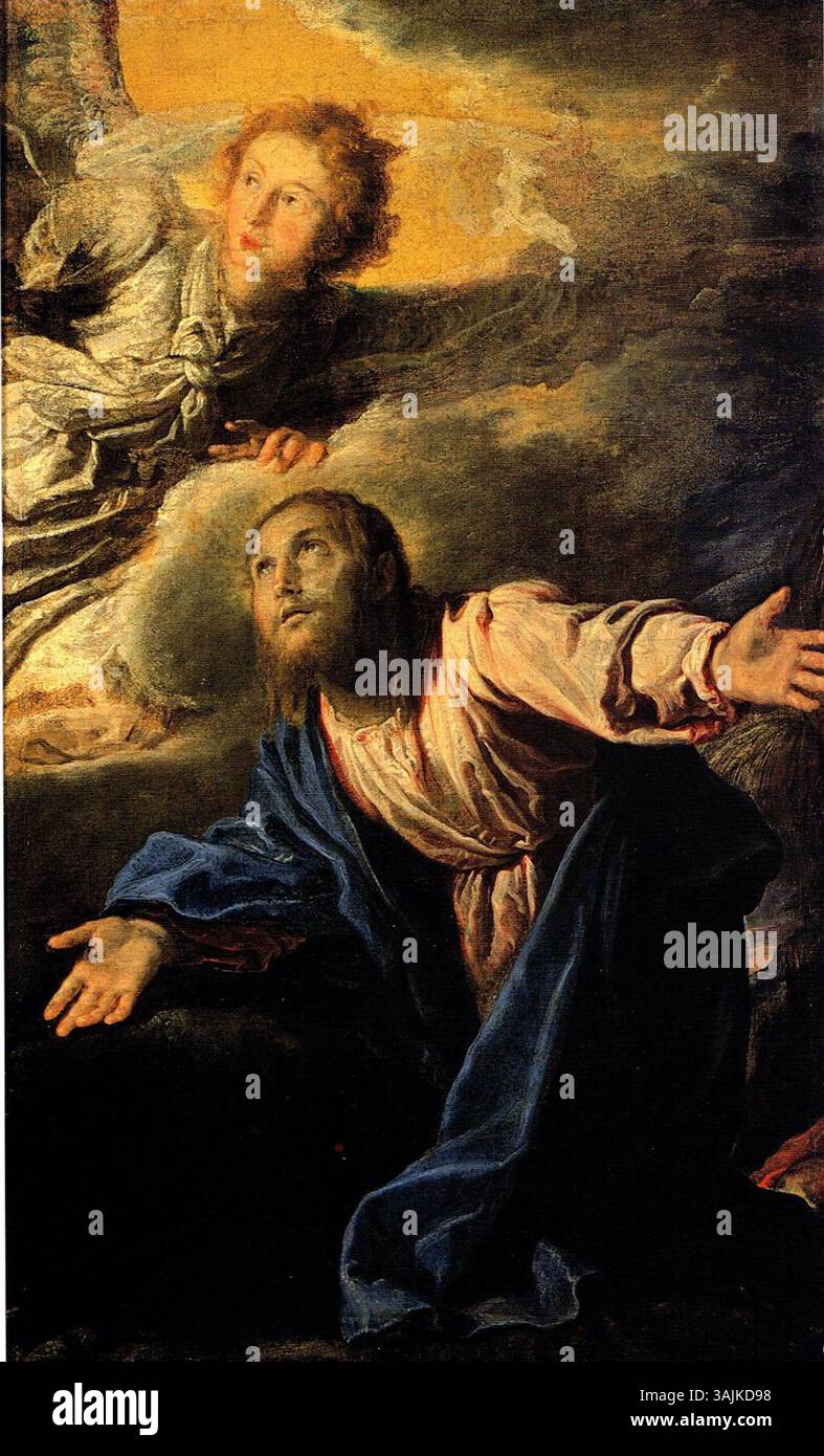 Il dipinto del 1617 di Domenico Fetti "Cristo nel Giardino" raffigura una scena biblica di Cristo che prega nel Giardino del Getsemani, momento chiave della tradizione cristiana, ospitato nel Palazzo Ducale di Mantova. Foto Stock