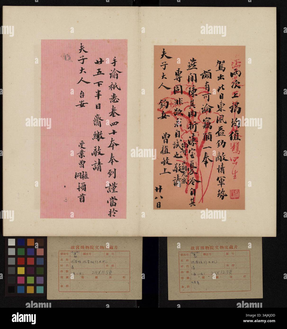 L'opera calligrafica ospitata presso il Museo del Palazzo rappresenta l'uso sapiente delle tradizionali tecniche a pennello e l'importanza culturale del cinese scritto come forma artistica. Foto Stock