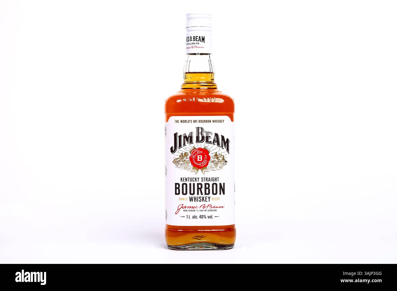 Bottiglia di Jim Beam Kentucky Bourbon Whiskey Foto Stock