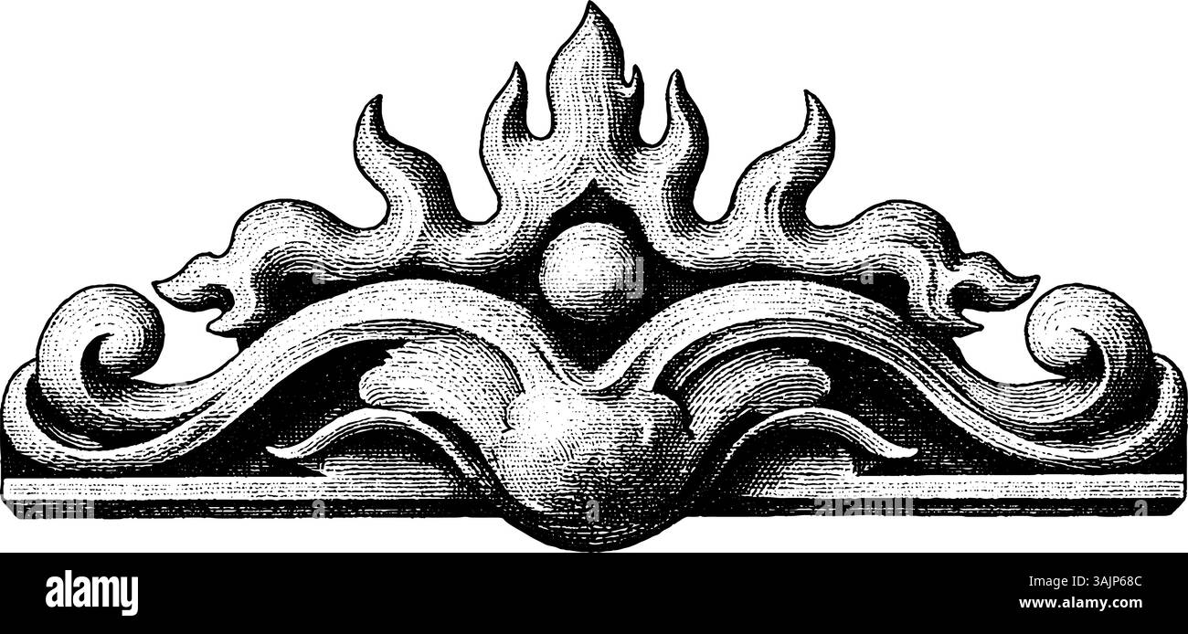 Elementi architettonici vintage decorati con dettagli floreali barocchi. Illustrazione Vettoriale