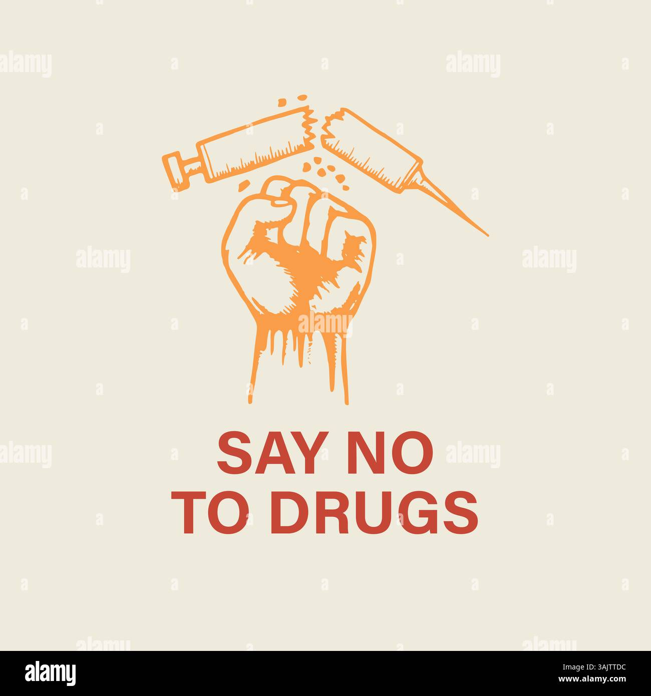 Illustrazione vettoriale per la campagna di sensibilizzazione Anti Drug Day con messaggio audace e stile moderno e piatto Illustrazione Vettoriale