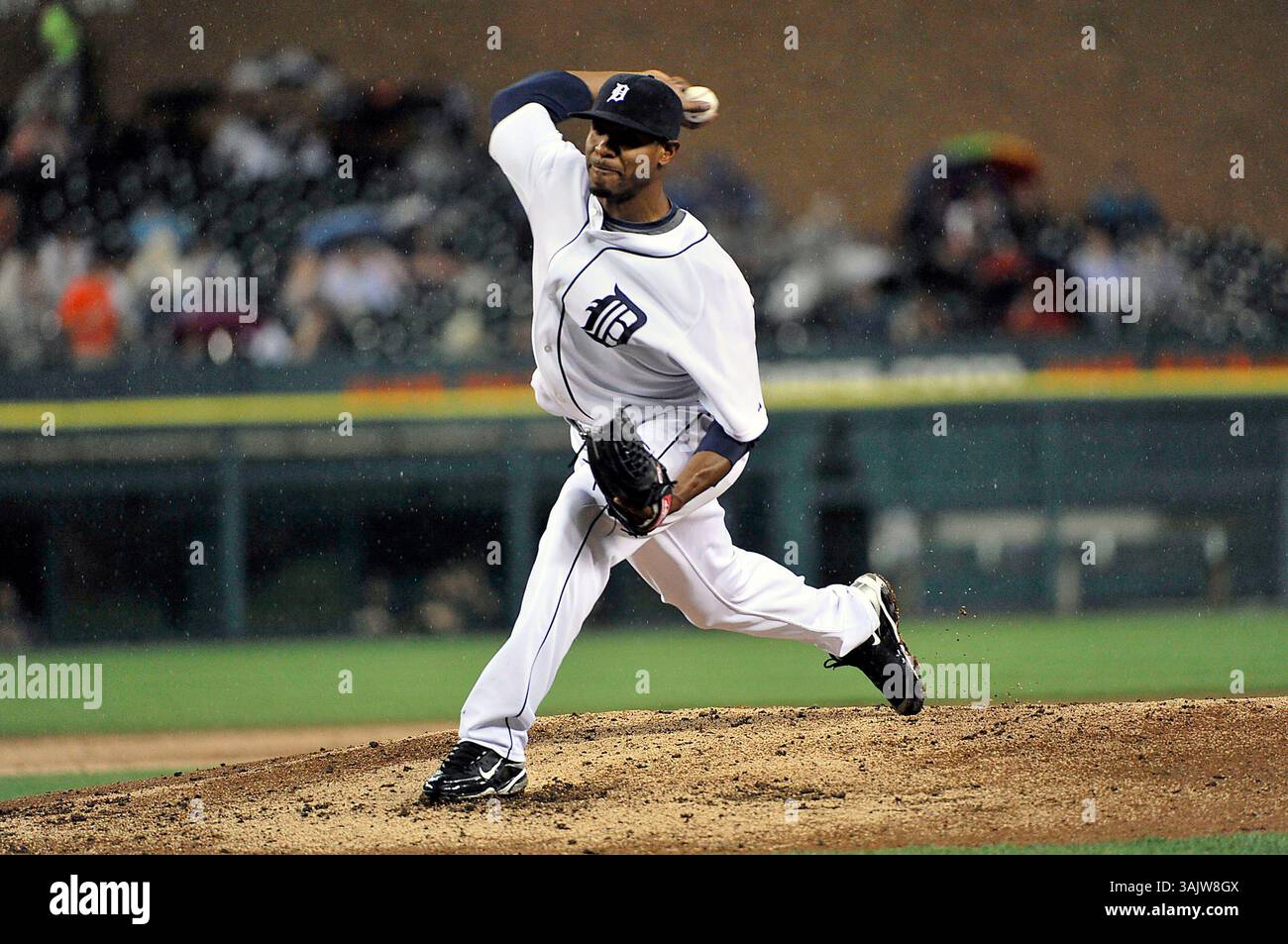 15 maggio 2009 - Detroit, mi..Detroit Tigers lanciatore titolare Edwin Jackson #36 lanci nella partita il venerdì sera al Comerica Park, Detroit, Michigan...Detroit Tigers vs Oakland A's Steven King/CSM (immagine di credito: © Steven King/Cal Sport Media) Foto Stock