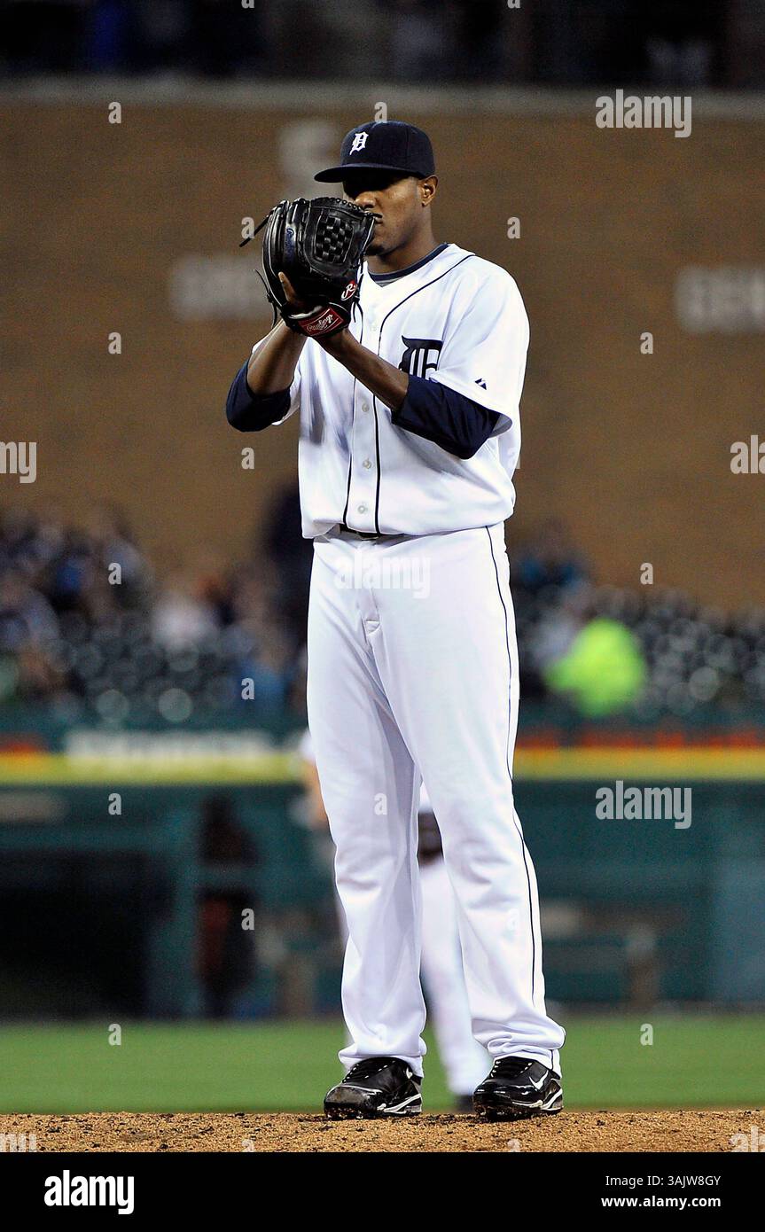 15 maggio 2009 - Detroit, mi..Detroit Tigers lanciatore titolare Edwin Jackson #36 lanci nella partita il venerdì sera al Comerica Park, Detroit, Michigan...Detroit Tigers vs Oakland A's Steven King/CSM (immagine di credito: © Steven King/Cal Sport Media) Foto Stock